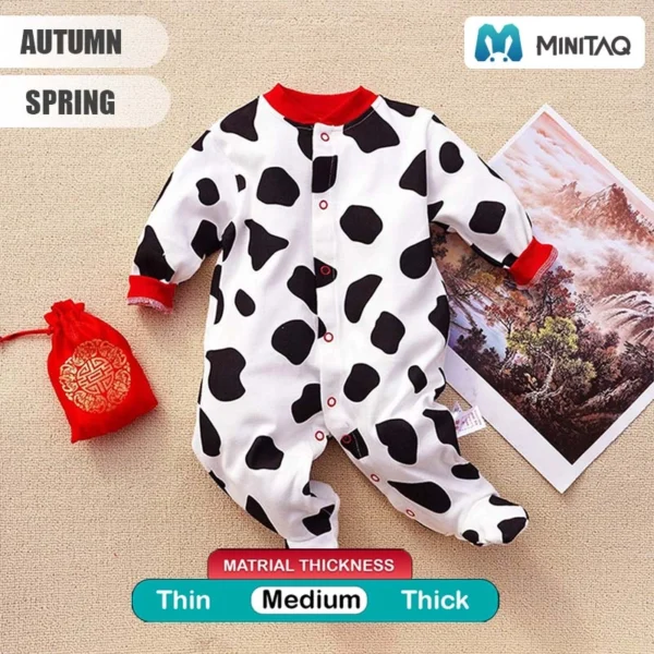 Cow Doted Pattern Full Sleeves Baby Romper