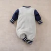 Dark Blue And Gray Sports Jersey Style Baby Romper