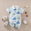 Cute Baby Whales Pattern Cotton Romper