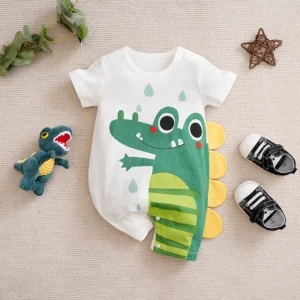 Cute Alligator Summer Half Sleeve Baby Romper