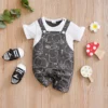 Casual Dungaree Style With Elephant Patten Cotton Romper