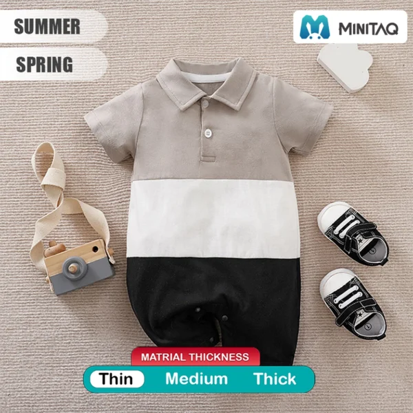 Casual Tricolor Style Baby Polo Romper