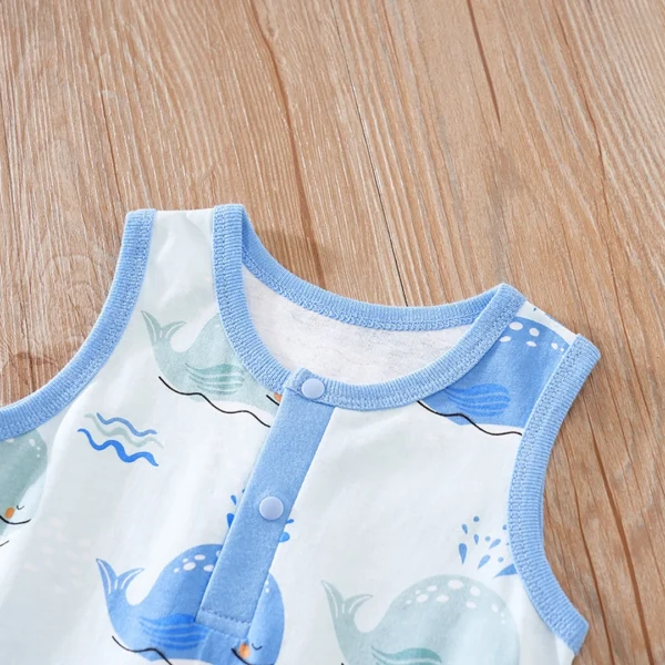 Cute Sleeveless Baby Whales Pattern Summer Cotton Romper