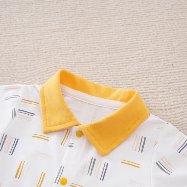 Yellow Baby Summer Romper With Little Dino