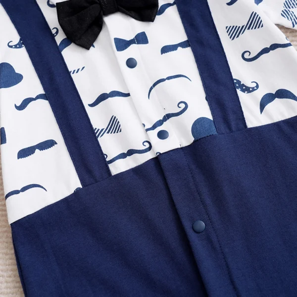 Smart Moustache Style Baby Romper With Bow Tie