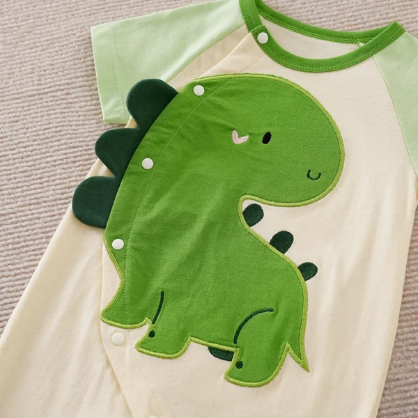 Baby Summer Cotton Romper With Green Dinosaur