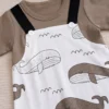 The Ocean Whales Brown White Dungaree Cotton Romper