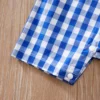 Blue Gingham Pattern Baby Cotton Romper