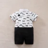 Smart Moustache Style Black Baby Romper With Bow Tie
