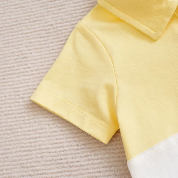 Causal Yellow Trio Shades Baby Polo Romper