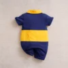 Blue Yellow Duo Colors Cotton Polo Summer Romper